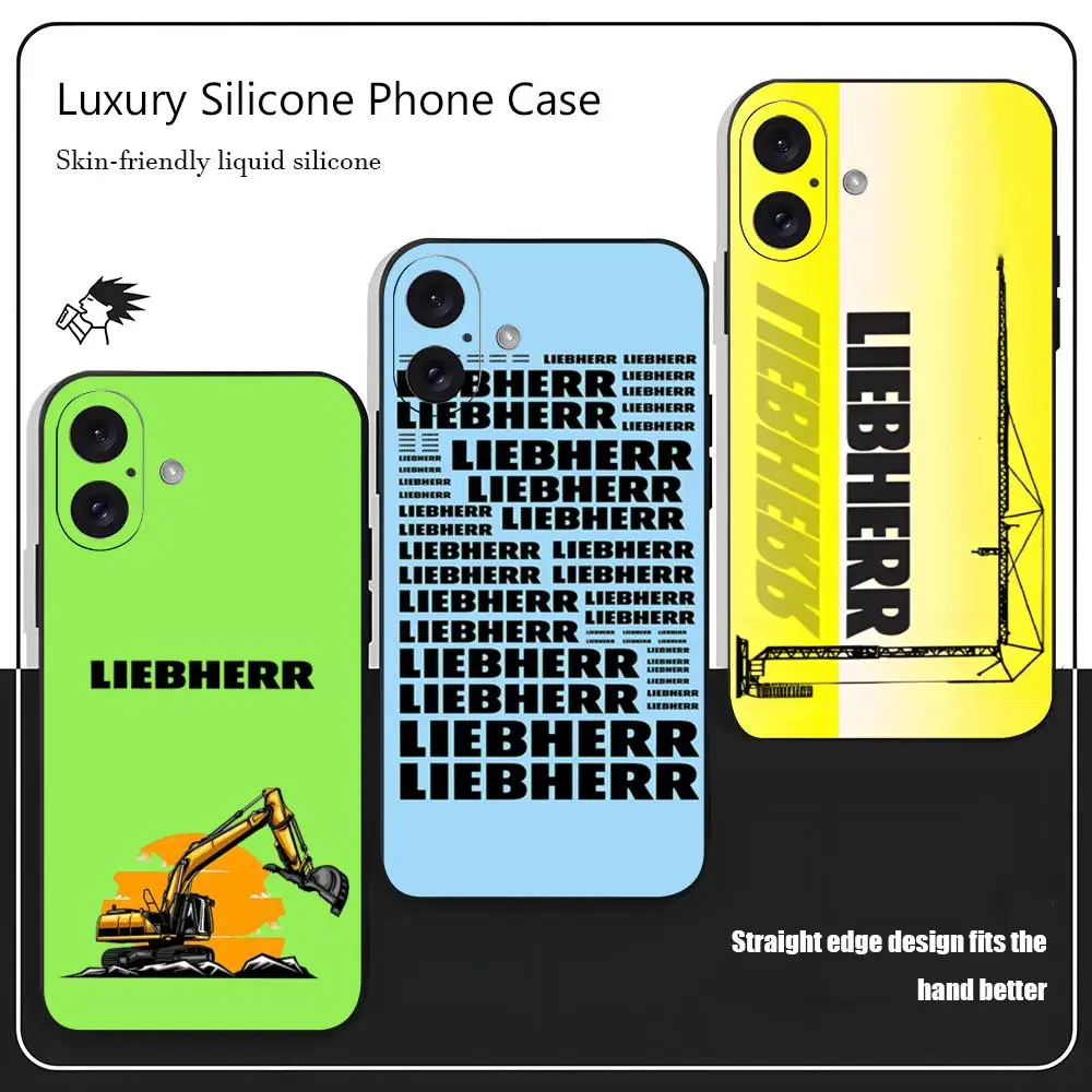 Фото Чехол для телефона iPhone 17 16 15 14 13 12 X L-liebherr, новый, XR XS 8 Plus Mini Pro LOGO Max, мягкий, черный, противоударный чехол №1