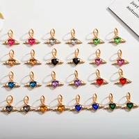2pairs crystal glass love angel wings luxury earrings for women colorful heart girls elegant hoop earrings jewelry wedding gifts