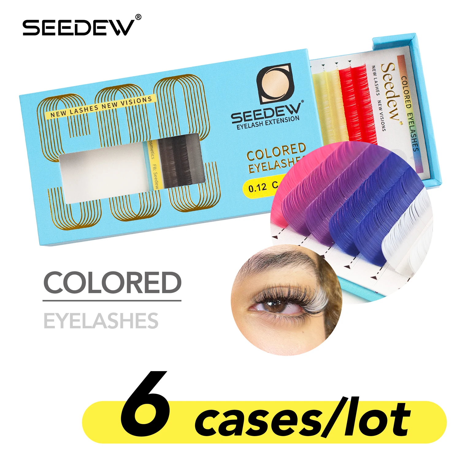 

6 шт./партия, разноцветные ресницы для наращивания