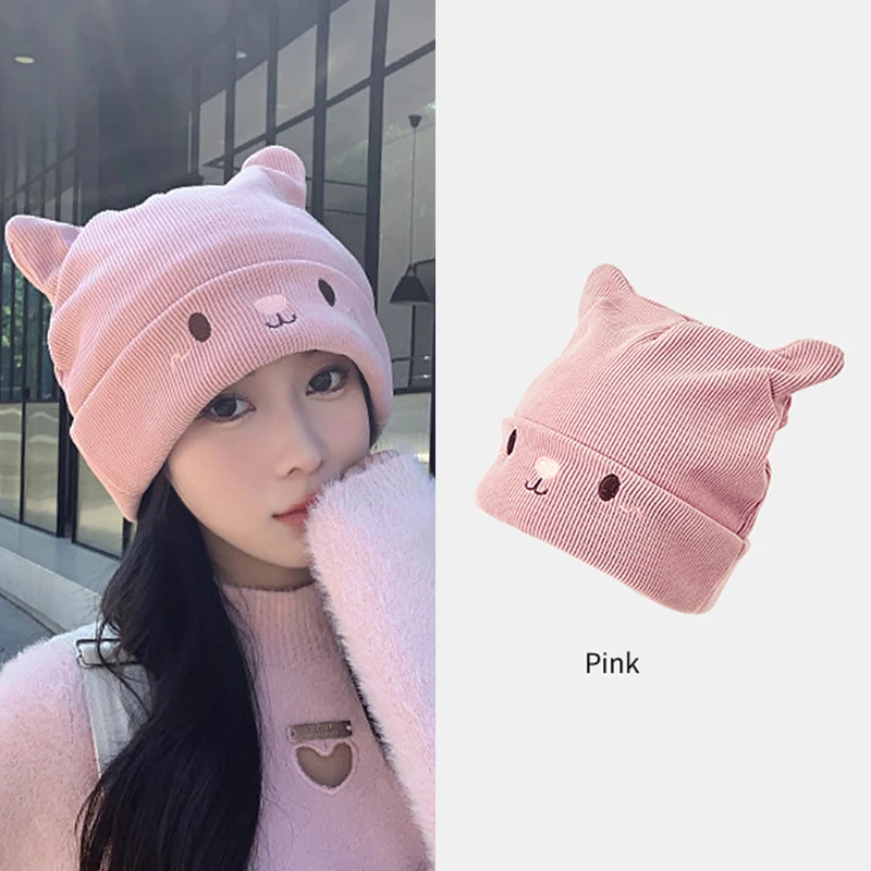 

Winter Women Girls Cute Cartoon Knitted Keep Warm Hat Adult Soft Outdoor Windproof Ear Protection Caps Female Fashion Hats