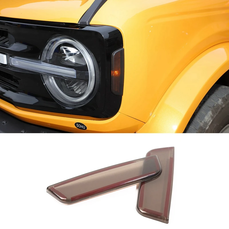 

Front Side Signal Lamp Shade Light Cover Trim Car Side Signal Lamp Shade For Ford Bronco 2021 2022 Car Accessories, Smoky Black