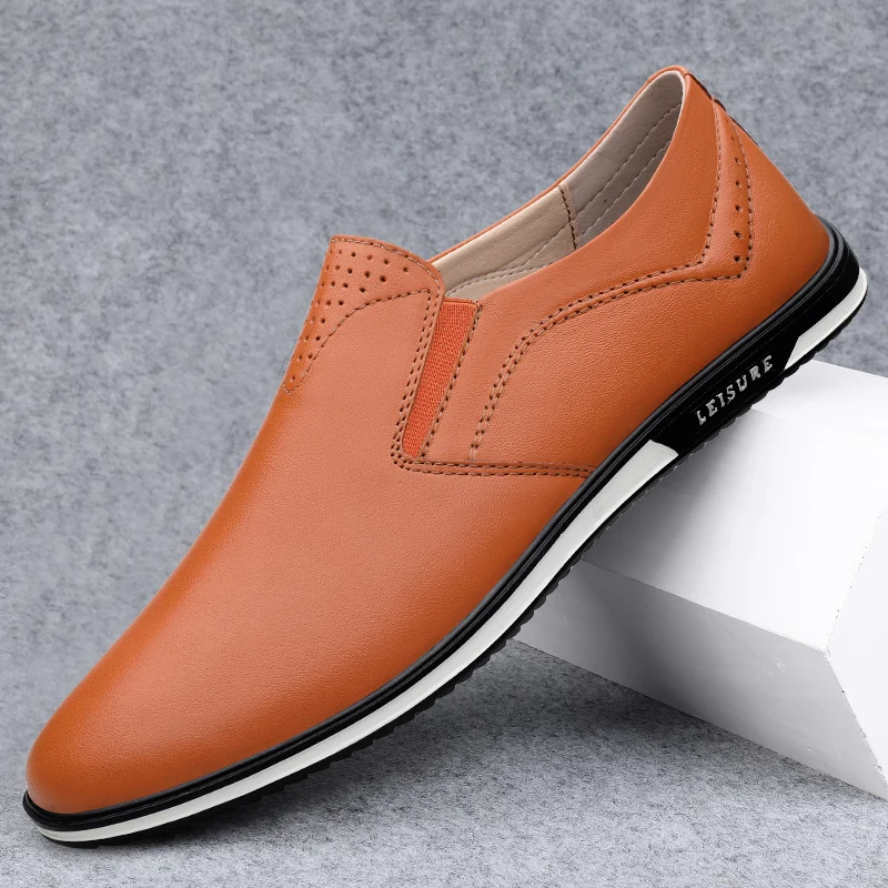 

Slip-on Mens Loafers Real Leather Men Casual Shoes Classic Business Flats Outdoor Drive Footwear Handmade Moccasins Leisure Walk