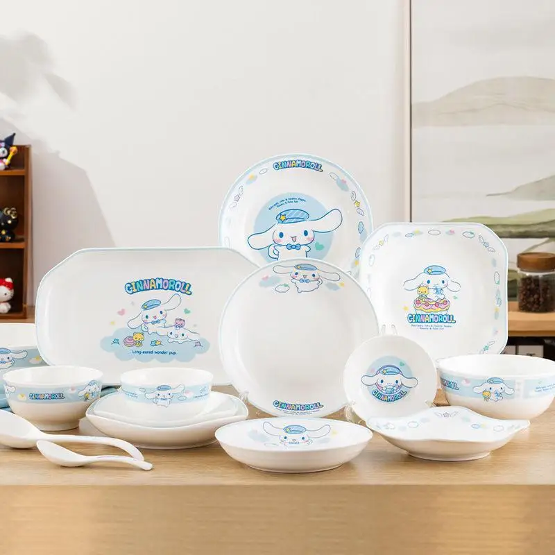 

Cinnamoroll Ceramic Bowls and Dishes Household Tableware Creative Kawaii Girlish Heart High Appearance Tableware Rice Bowl