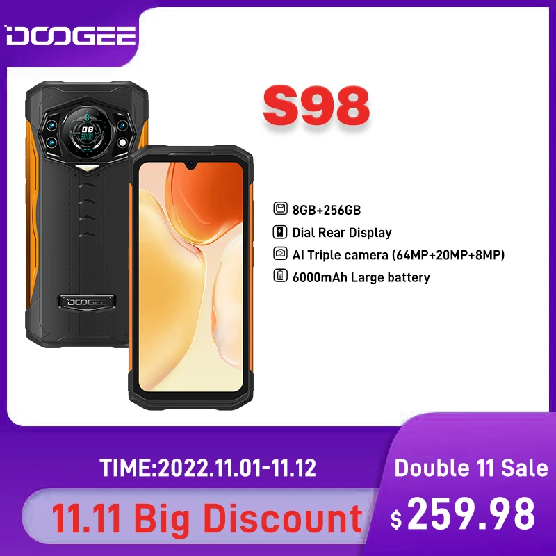 Cena DOOGEE S98 Wytrzymały Telefon 8 + 256GB G96 Octa Core 6.3