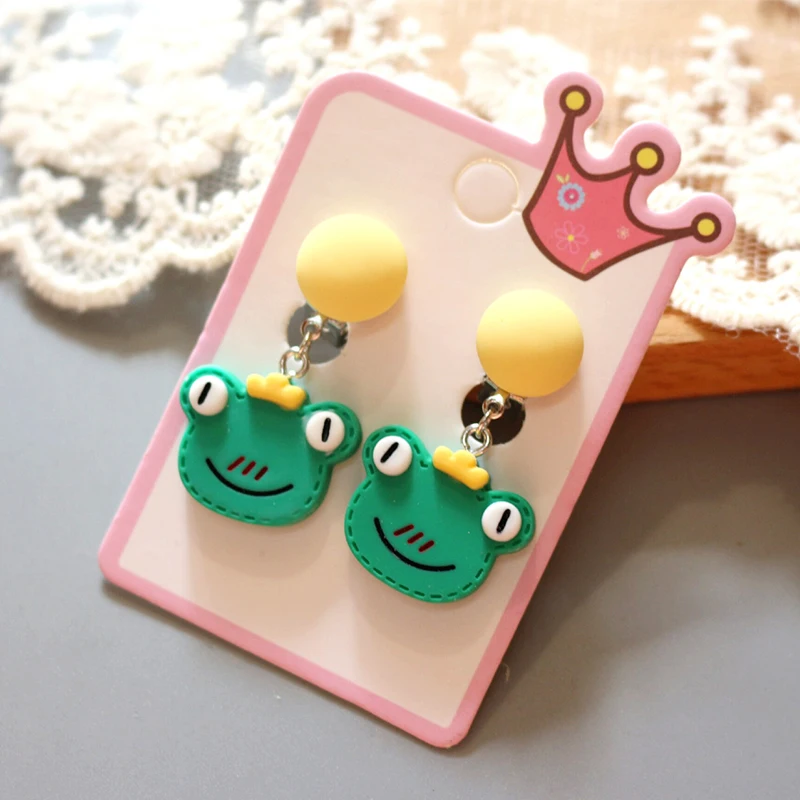 

Colorful New Cute Bear Rabbit Smile Face Animals Clip on Earrings for Kids Girls Earrings Jewelry No Pierced Children Earrings