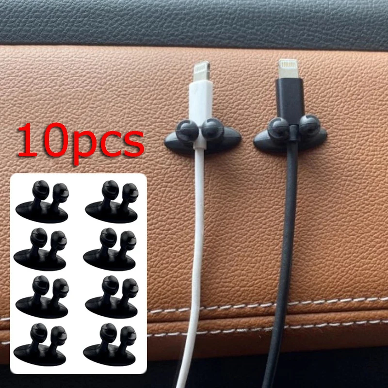 

10pcs Self-adhesive Cable Organizer Mobile Phone Headset Data Cable Charging Cable Clip Car Interior Finishing Buckle Accessorie