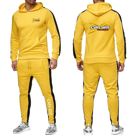 Мужской спортивный костюм CAN-AM BRP, однотонная толстовка с капюшоном и брюки, повседневная спортивная одежда для бега, костюм из 2 предметов, весна 2022