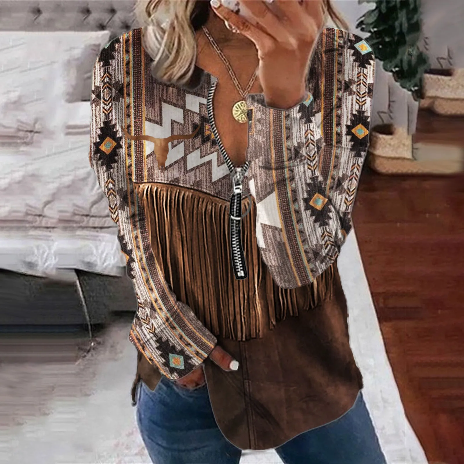 

Женский свитшот на молнии с воротником-стойкой и длинными рукавами