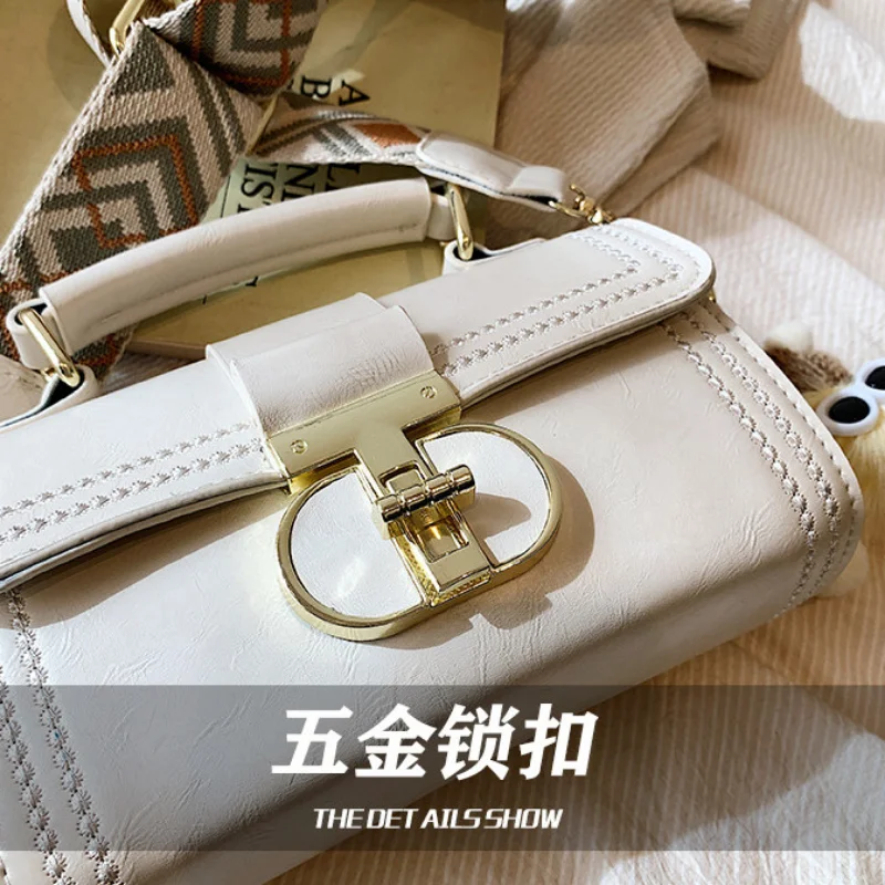 Women's PU Small Travel Underarm Crossbody Hand Bags Sewing Thread Solid Color Wide Shoulder Square Handbags for  сумка  الحقيبة