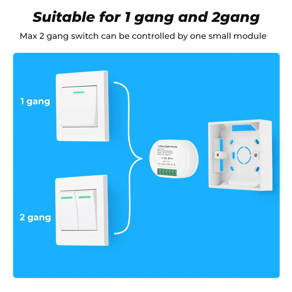 Умный светильник ель света Tuya ZigBee 1/2 клавиш 16 А без нейтрального провода