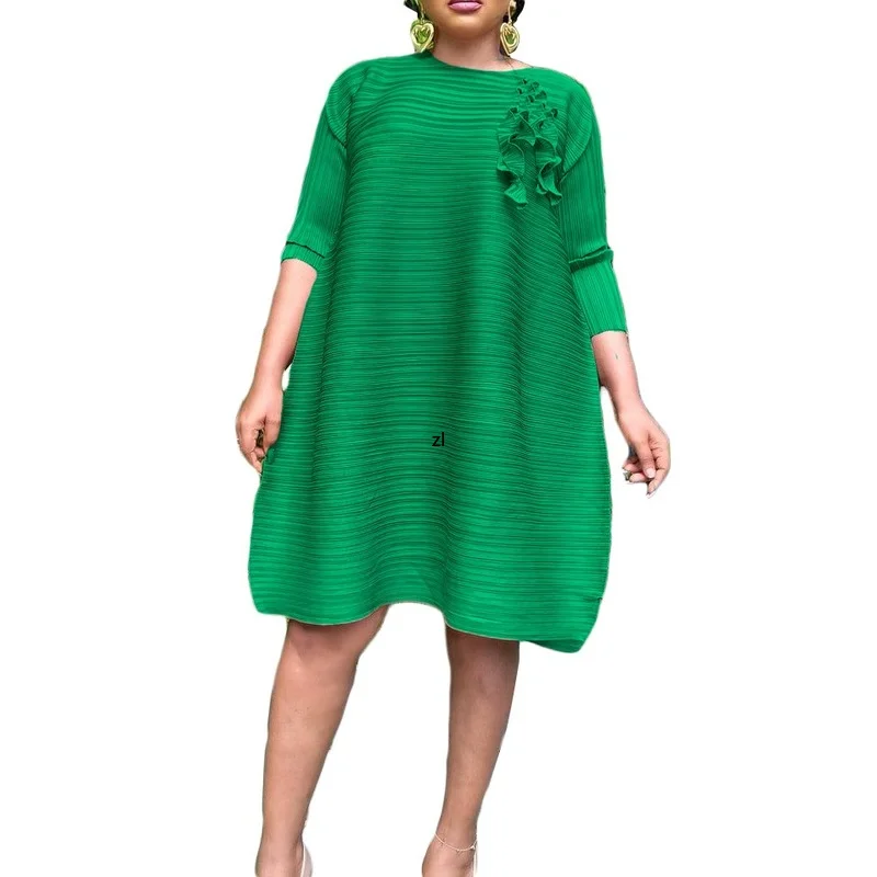 

S-3XL Big Size African Dress For Women Fashion Solid Ruffles Vestidos New Arrival Robe Elegant Africa Clothing Party