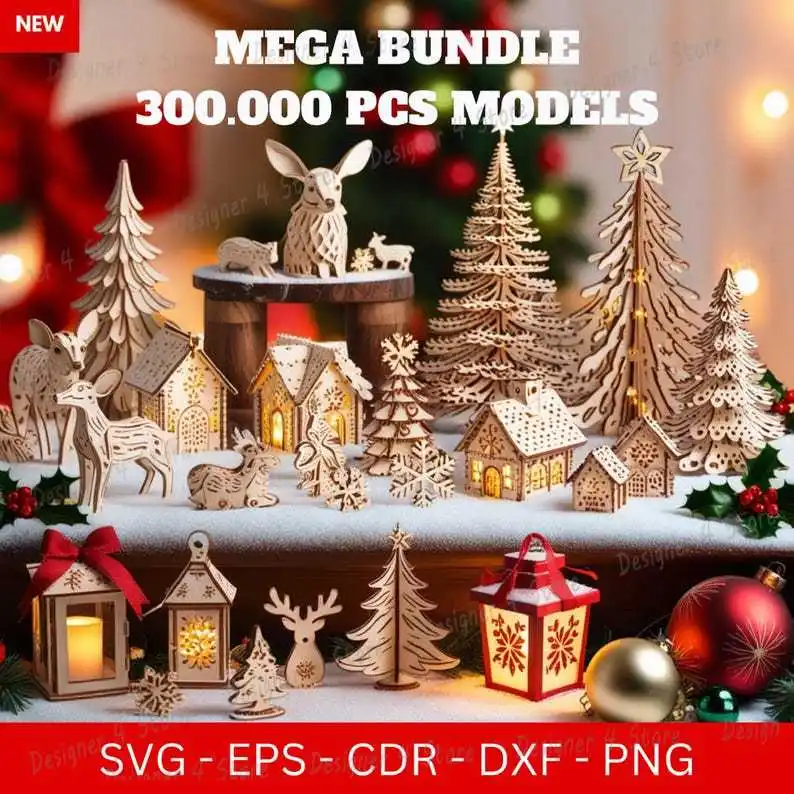 Мега-пакет лазерной резки + 300 000 веекторных Dxf - Svg Cdr-файлы для 3D и 2D ЧПУ SVG