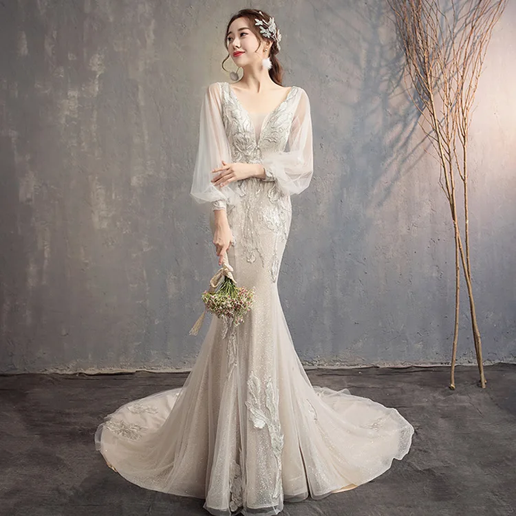 

Luxury Wedding Dresses Mermaid Lace Appliques Bridal Gown Floor-Length Long Amazing Vestidos Customer Made Women
