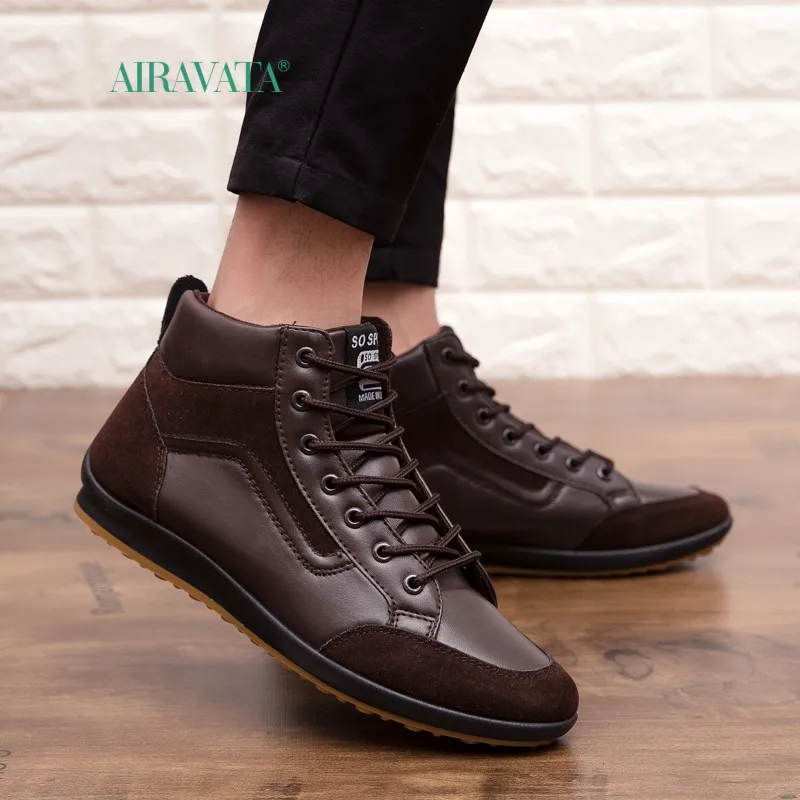 New High Quality Men's Casual Shoes Waterproof Work Shoes Outdoor Comfort High Top PU Loafers Plus Size 39-46 Male