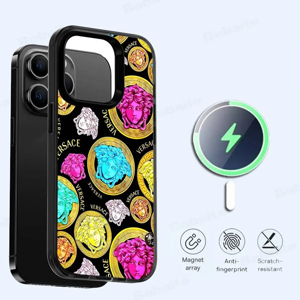 Модный и роскошный чехол для телефона V-Versace для iPhone 17 Air 16 15 14 13 12 11 Pro Max Plus с поддержкой беспроводной зарядки Magsafe. (art.: 3920dc85b41e4) - 3920dc85b41e4
