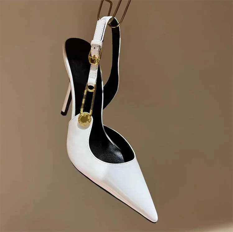 Sexy Pointed Pumps 2023 New High Heels Patent Leather Silver Women Sandals Women's Party Shoes
