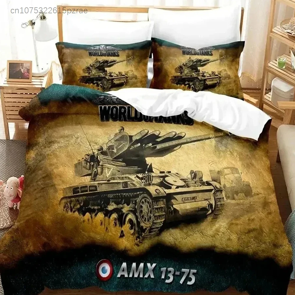Фото Комплект постельного белья Game World Of Tanks с 3D-печатью, подходит для спальни, комплект пододеяльников с наволочками, детский домашний текстиль №3