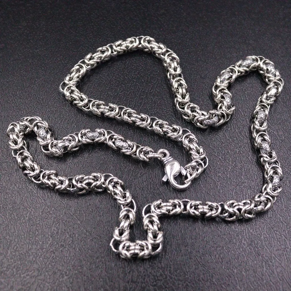 Настоящая твердая искусственная серебряная цепь для мужчин 5 мм резное