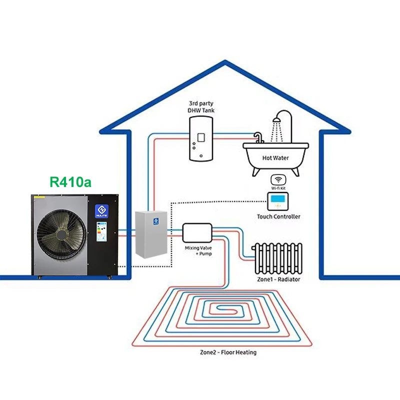 Фото Тепловой насос воздух-вода CE ErP 10 кВт, 16 кВт, 20 кВт с Wi-Fi для отопления и ГВС №1