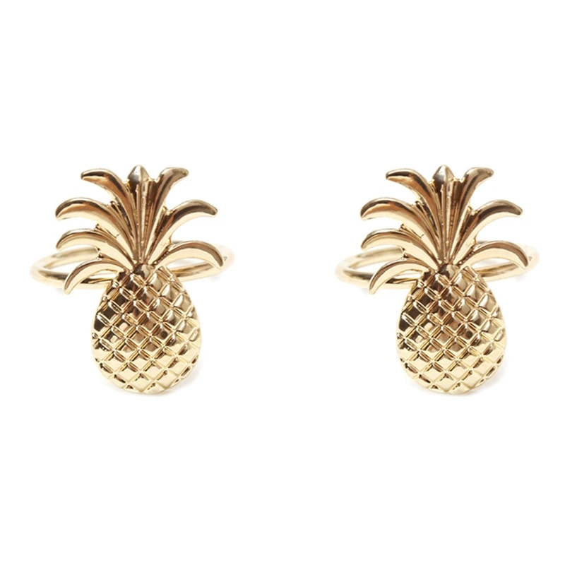 

24Pcs Pineapple Napkin Ring Metal Plating Napkin Ring Ring Stand Wedding Holiday Party Table Decoration Gold
