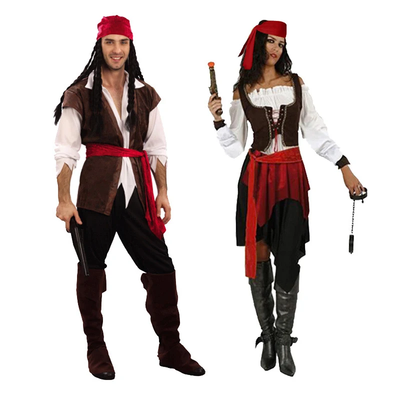 Captain Jack Sparrow Costume Adult Men Women Pirate Pirates of the Caribbean Cosplay Female Male Female Carnival Halloween Sexy