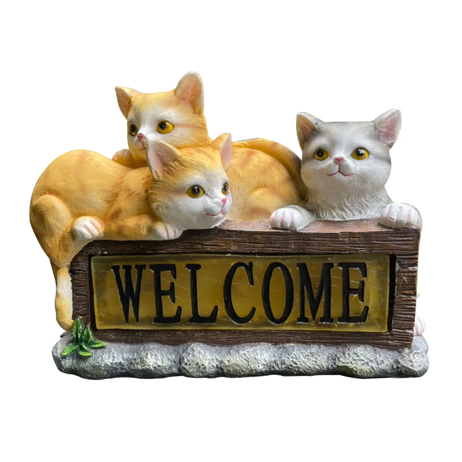 

Cute Landscape Yard Patio Home Decor Cat Statue LED Lighting Garden Solar Light Pathway Balcony Lawn Gift Animal Ornament Resin