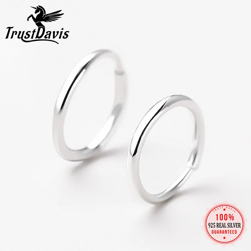 

TrustDavis Minimalist S990 Sterling Silver Trendy Accessories Round Hoop Earrings For Women Fashion Silver S990 Jewelry ED402