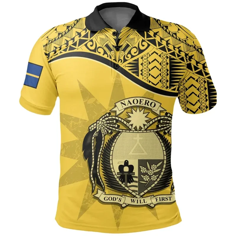 Мужская рубашка-поло с 3D-принтом эмблемой