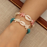 turquoise chain starfish shell bracelet girl friendship lover couple bracelet adjustable beach bracelets for women charm jewelry