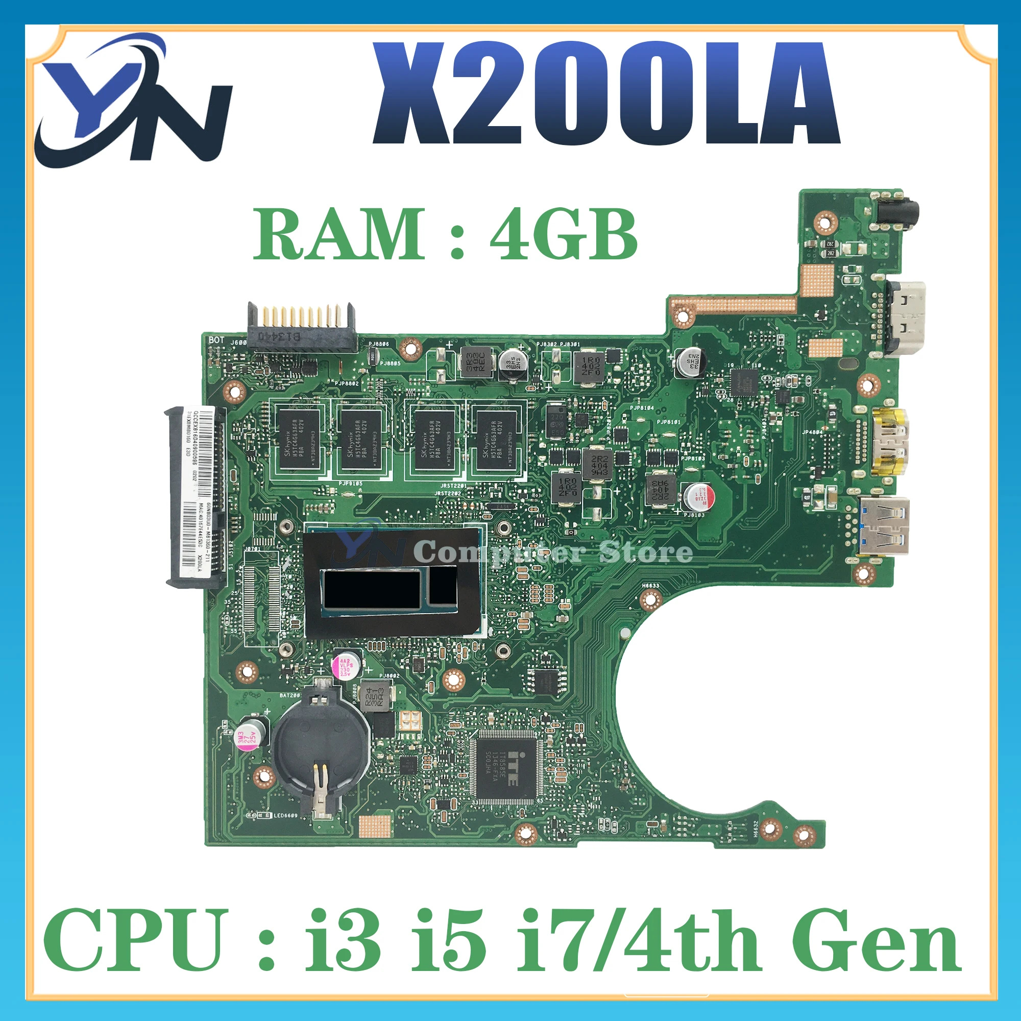 

Mainboard For ASUS Vivobook F200LA F200L X200L X200LA Laptop Motherboard I3 I5 I7 4th Gen 4GB/RAM LVDS OR EDP MAIN BOARD