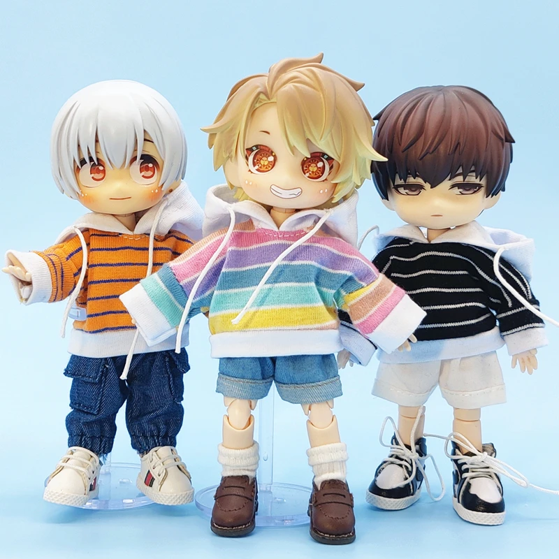 

OB11 Одежда для кукол GSC YMY1/12 Bjd кукла с капюшоном цветной полосатый топ с длинными рукавами для девочек DIY одеваются игрушки аксессуары для кук...