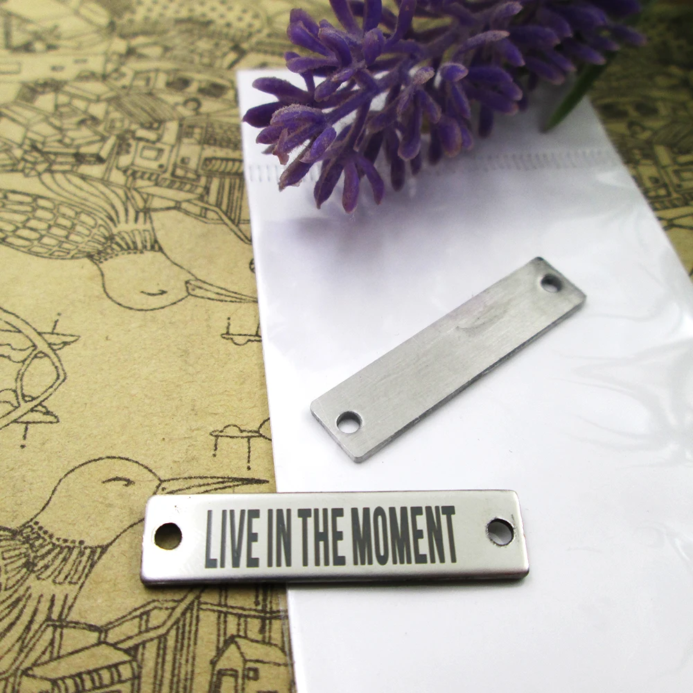 10 шт./лот-разъем Live in the Moment подвески из нержавеющей стали более стильные для