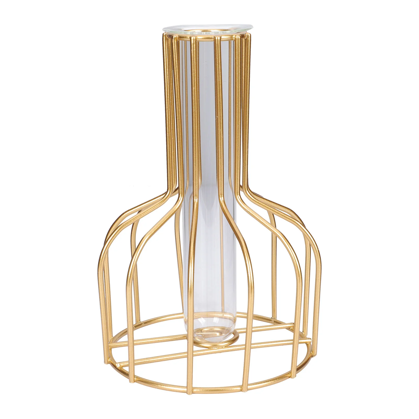 

1 Set Hydroponic Flower Vase Glass Metal Holder Home