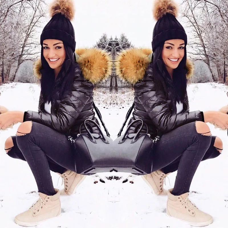 Women's Cotton-Padded Clothing Fall Winter Hooded Warm Imitation Fur Coat Top Women Faux Fur Coat