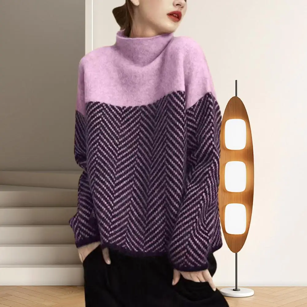 

Soft Sweater Cozy Women's Winter Sweater High Collar Loose Fit Soft Thick Pullover For Casual Warmth In Autumn Women Sweater