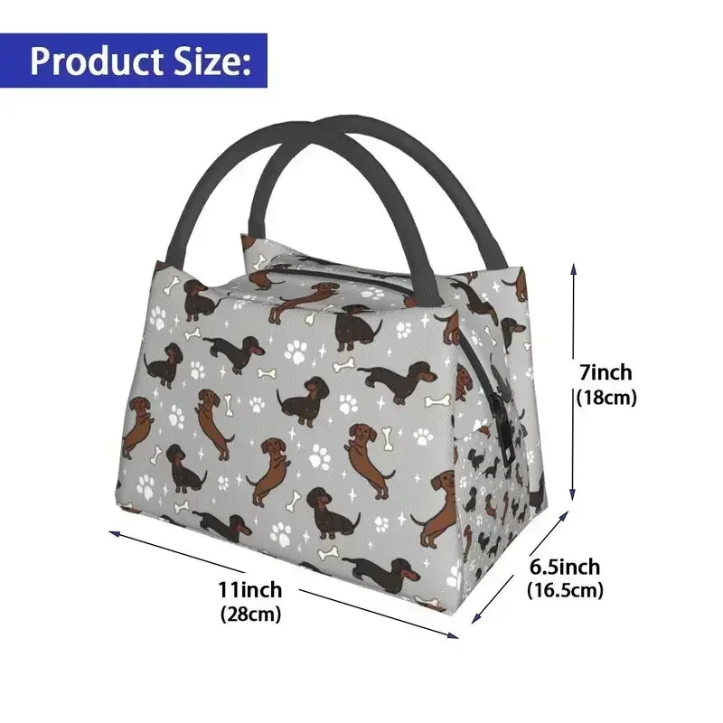 Серые таксы Dackel изолированные сумки для обеда кемпинга путешествий Wiede Dog Teckel