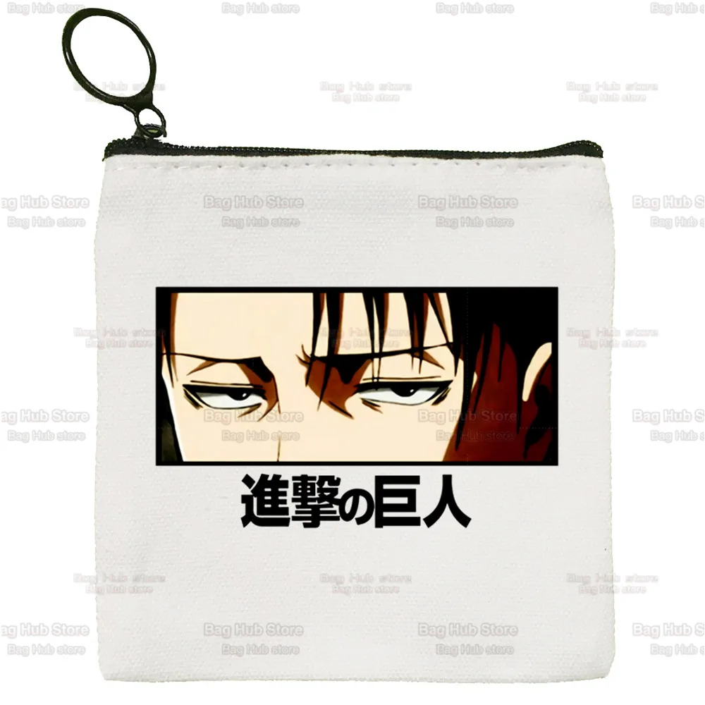 Anime Attack On Titan Cartoon Coin Purse Female Mini Canvas Levi Ackerman Eye Art Cute Key Case Coin Purse Student Wallet