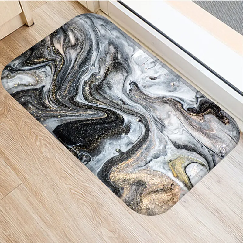 

Stone Stripe Marble Pattern Suede Carpet Door Mat Doormat Anti-Slip Outdoor Bath Kitchen Living Room Floor Mat Rug Home Decor