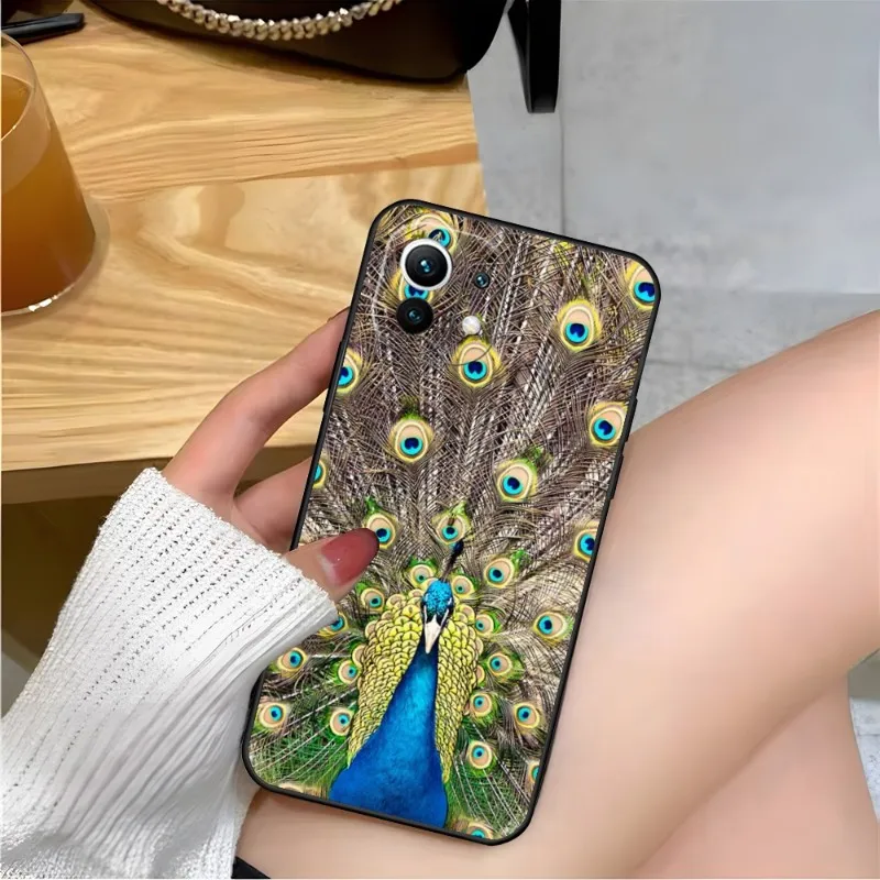

Turquoise Stone Flora Peacock Feather Phone Case For Redmi Note 11 A C T 10 T X 4g 5g 7 A 8 A 9 S S Pro Plus Soft TPU