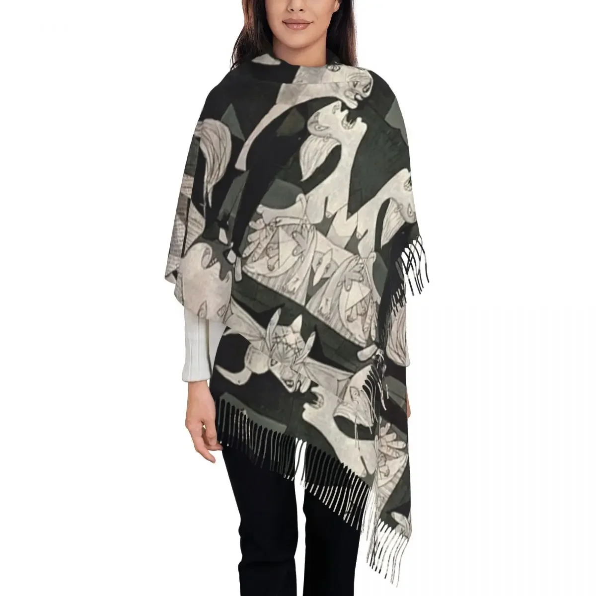 Мягкие женские шарфы Испания Пабло Пикассо Guernica женский шарф с кисточками зимние