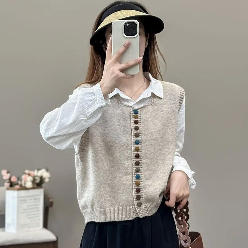 Новинка 2024 осенне-зимний модный вязаный жилет женский внутри и снаружи Женский