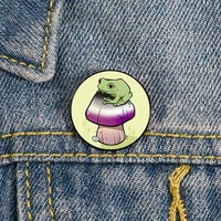 asexual pride mushroom frog pin custom brooches shirt lapel teacher bag backpacks badge cartoon gift brooches pins for women
