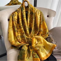 women 100 large mulberry silk scarf long sunscreen satin shawl fashion designer neckerchief lightweight wraps female bandana
