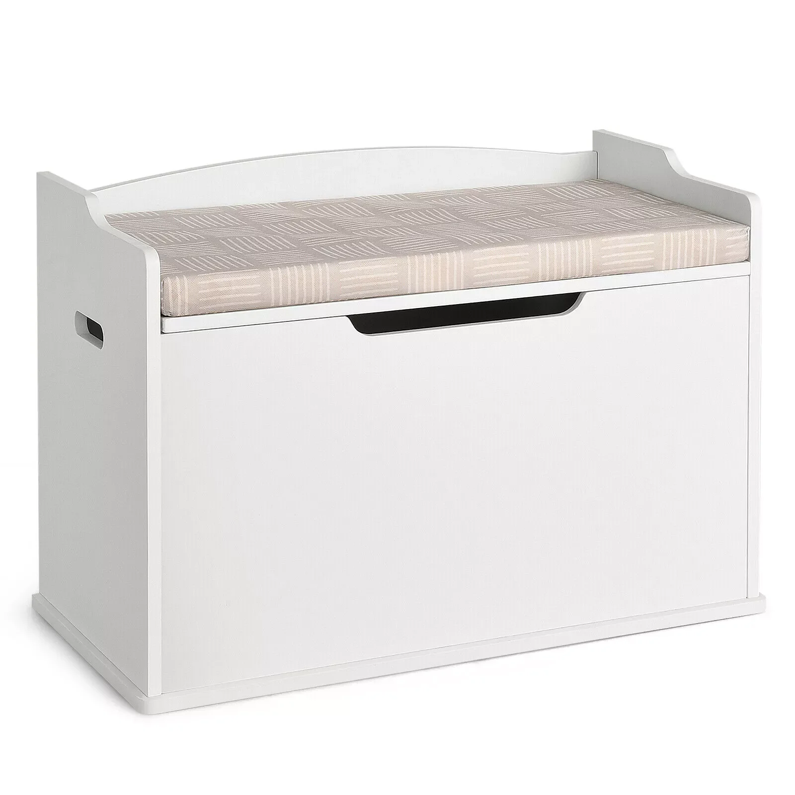 

Wooden Toy Box Kids Storage Chest Lift Top Bench Seat W/ Cushion & Safety Hinge