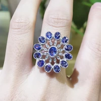 925 sterling natural tanzanite flower minimalist ring handmade ring statement ring anniversary gift for her