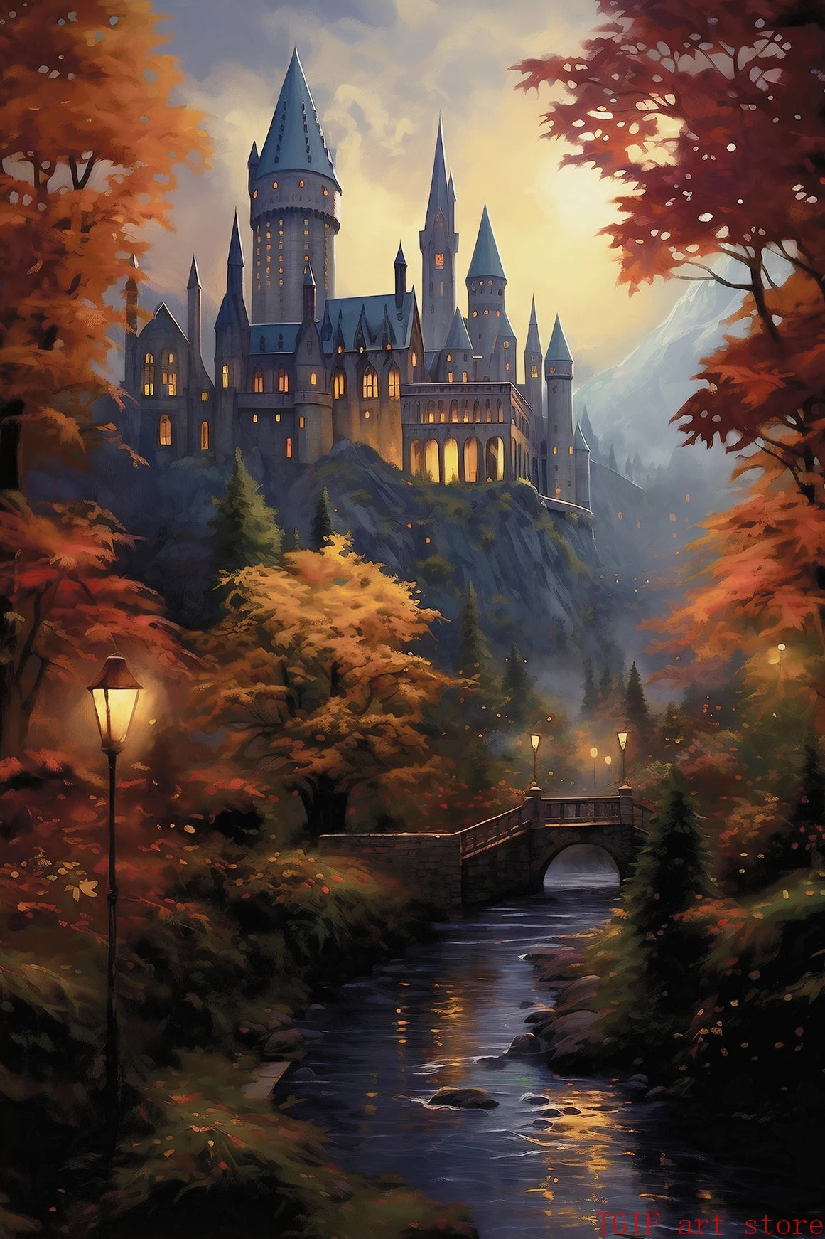 

Картина "Призраки леса волшебник шляпа волшебный фотофон белая сова в волшебной библиотеке"