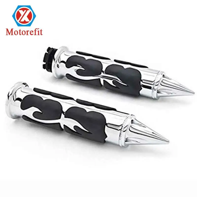 

Universal hard aluminum chrome 1inch motorcycle hand grips handlebar for Cruisers Suzuki Kawasaki Yamaha Honda