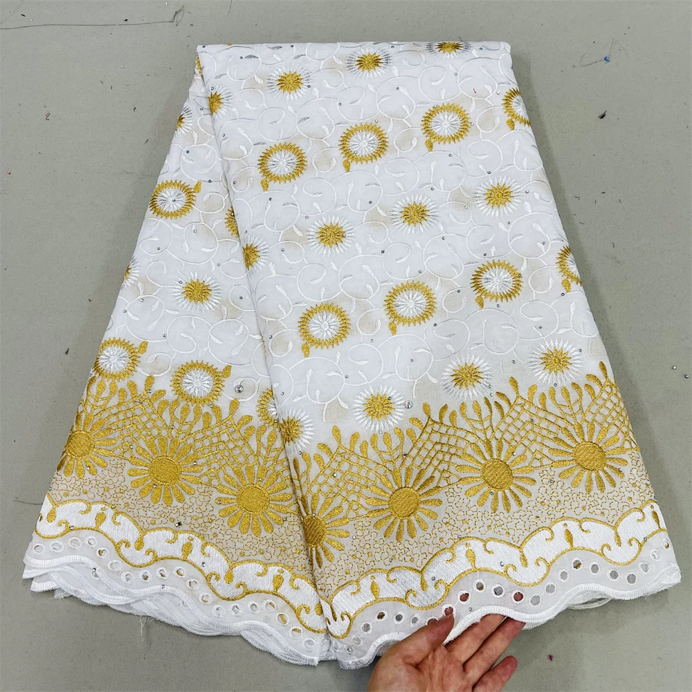 

African Lace Fabric 2022 High Quality Swiss Voile Lace Fabric 5 Yards Embroidered Nigerian Lace Fabrics Party Material QF0115
