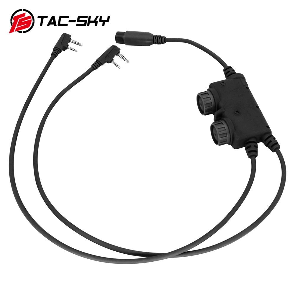 TS TAC-SKY Tactical Headset RAC PTT to PTT Compatible with Baofeng UV5R Tactical Walkie Talkie Kenwood Plug