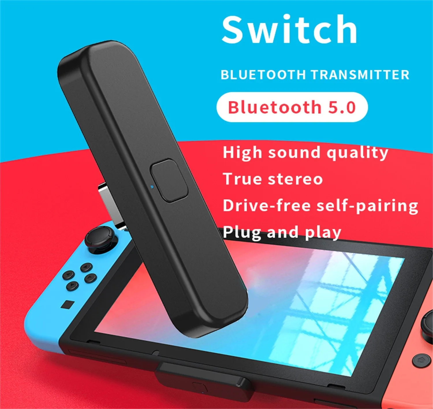 Обновленный Bluetooth-передатчик Type-c V5.0 с низкой задержкой и микрофоном для Nintendo-switch